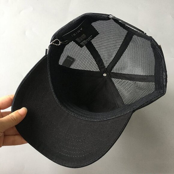 Amiri Embroidered Paint Drip AM Logo Trucker Snapback Cap
